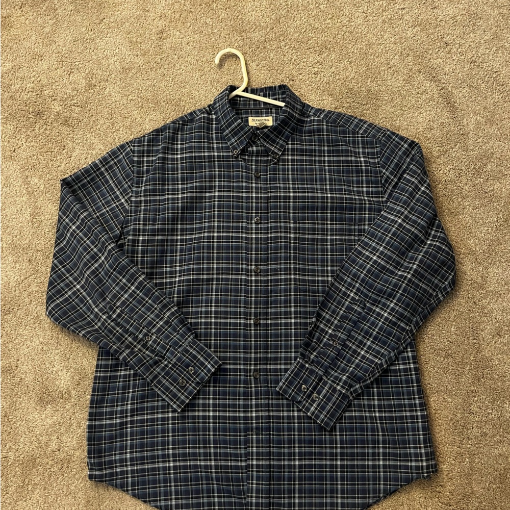 St. John’s Bay plaid button up shirt.